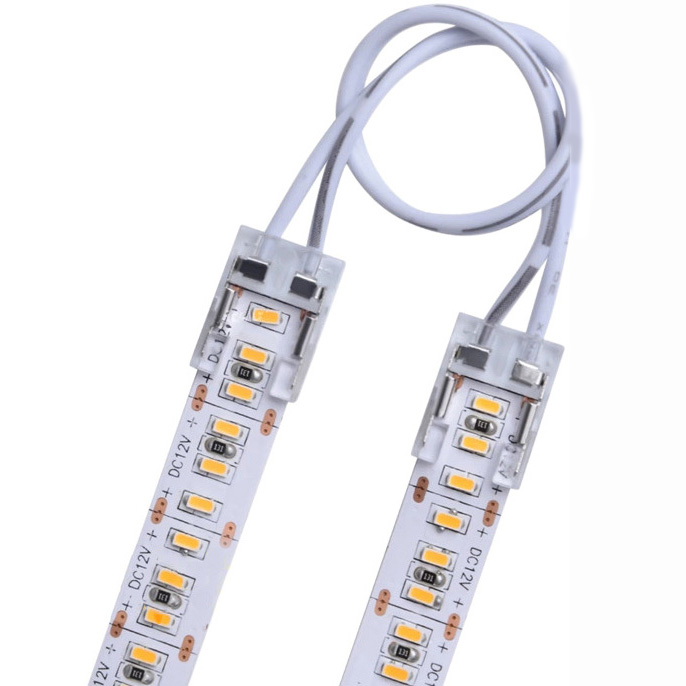 8/10mm Wide 2-Pin Dual End High-density COB LED Strips Fast Connector With 10cm Wire